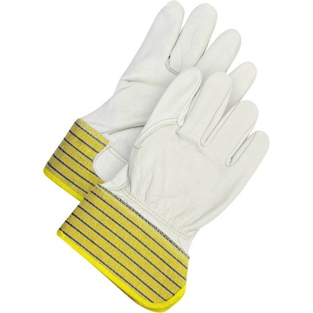 Bdg Leather Palm Gloves, Cowhide, Thinsulate, Rubberized Cuff Cuff, Wing Thumb, Beige w/Yellow, S, 1 PR 40-9-2525-S-K